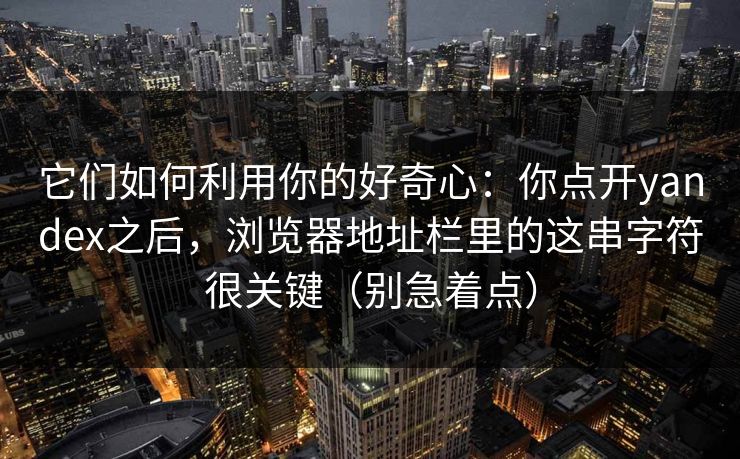 它们如何利用你的好奇心：你点开yandex之后，浏览器地址栏里的这串字符很关键（别急着点）