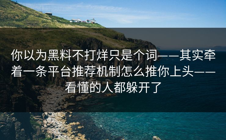 你以为黑料不打烊只是个词——其实牵着一条平台推荐机制怎么推你上头——看懂的人都躲开了