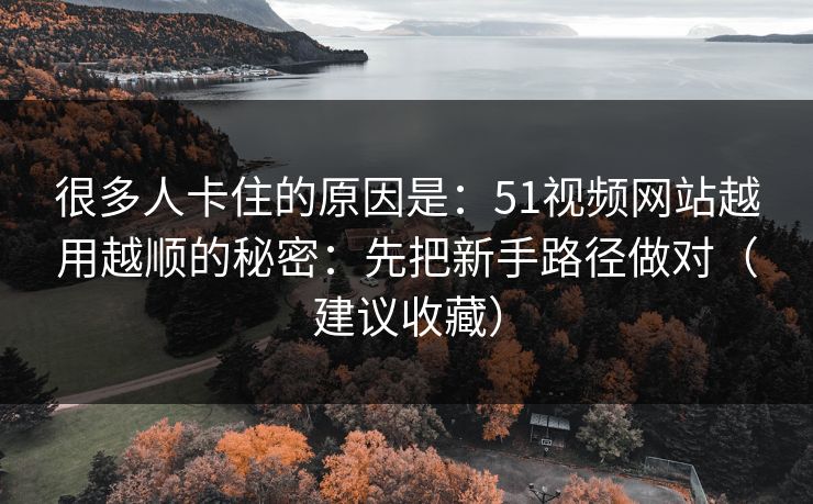 很多人卡住的原因是：51视频网站越用越顺的秘密：先把新手路径做对（建议收藏）